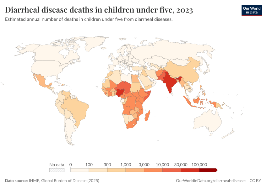 A thumbnail of the "Diarrheal disease deaths in children under five" chart