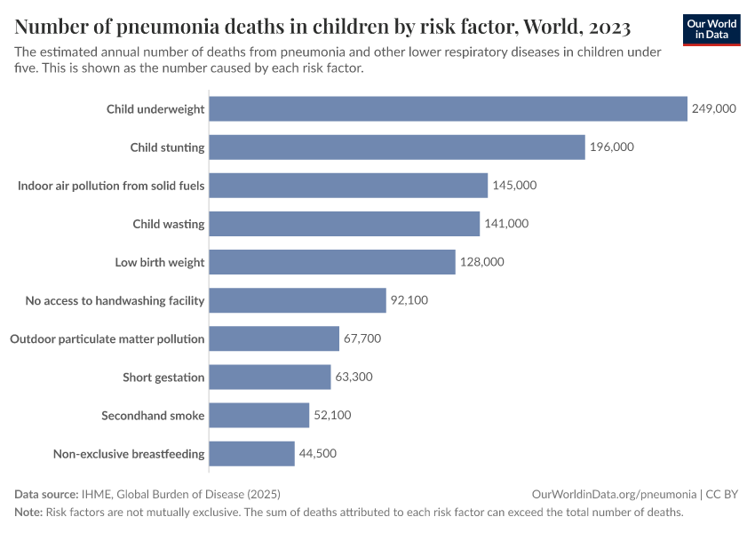 A thumbnail of the "Number of pneumonia deaths in children by risk factor" chart